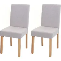 MCW Set van 2 eetkamerstoelen Keukenstoel Littau ~ textiel, crème-beige, lichtgekleurde poten