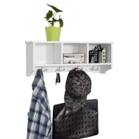 SoBuy FRG48-W Wandgarderobe - Witte Wandkapstok met Plank & 4 Haken