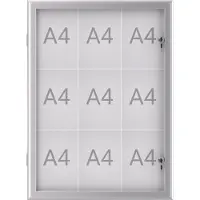 MAUL MAULexcite Vitrine Magnetisch 9 x A4 Afsluitbaar Buiten 73,9 (B) x 2,8 (H) cm Zilver