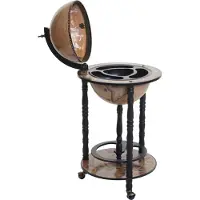 MCW Globe bar -D83, minibar huisbar wijnrek, globe Ø 33cm oprolbaar eucalyptushout MVG ~ zwart