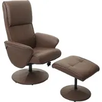 Mendler Relaxfauteuil Helsinki, TV relaxfauteuil TV fauteuil met kruk ~ kunstleer, taupe