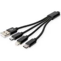 Digitus Mobiele telefoon, Apple iPad/iPhone/iPod, Laptop Laadkabel [1x USB-A - 3x ] 0.15 m