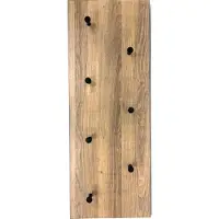 Haku wandkapstok, staand en liggend formaat, 7 haken, elk met een draagvermogen van 3 kg, B 800 x D 50 x H 300 mm, hout/metaal, licht eiken decor/zwart