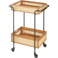 En.casa Keukentrolley Tervola 80,5x61x39 cm zwart en houtkleurig rotan look []