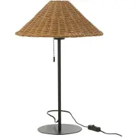 J-Line Tafellamp metaal/rattan zwart/naturel