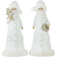 J-Line kerstfiguur Large wit/goud - polyresin - 2 stuks - 13,5 x 11 x 30 cm