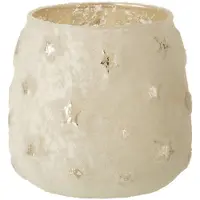 J-Line T-lichthouder ster glas antiek zilver small