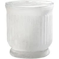 J-Line Theelichthouder streep glas wit 9x9x9,5cm
