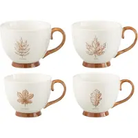 Jline Doos 2 mok blad cadeaudoos keramiek bruin assortiment van 2