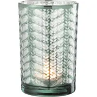 J-Line Windlicht visgraat glas groen/zilver large
