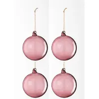J-Line Doos van 4 kerstbal glas licht mauve small