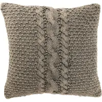 J-Line Cushion knitted+braid cotton washed grey