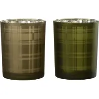 J-Line Windlicht rechthoeken glas groen medium assortiment van 2