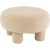J-Line Kruk Ronde Teddy Poten Boucl - Warm Beige