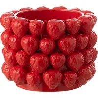 J-Line Bloempot aardbeien keramiek rood large