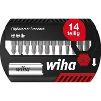 Wiha Bitset FlipSelector Standard 25 mm Phillips, Pozidriv, TORX 15-delig 1/4" C6,3 met riemclip in blister - 39060 - 39060a