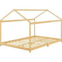En.casa Kinderbed Vindafjord huisbed bamboe houtkleurig 160x200 cm