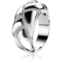 Zinzi Mart Visser by ZINZI zilveren ring glad wit MVR8