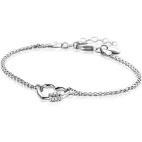 Zinzi zilveren dubbele schakel armband met luxe hart witte zirconia's 17-20cm ZIA2507