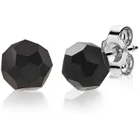 Zinzi zilveren oorknoppen 6mm zwarte bead ZIO1317Z