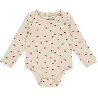 A Tiny Story romper met hartjesprint ecru/rood Meisjes Stretchkatoen Ronde hals - maat 44