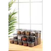Hermia Concept Set van 15 bewaarbakjes Dale 14.75L | kunststof grijs 10x10x9.5 cm opbergpotten | NADUVI