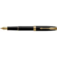 Parker Sonnet vulpen | Matzwarte lak met gouden details | Fijne penpunt | Geschenkdoos