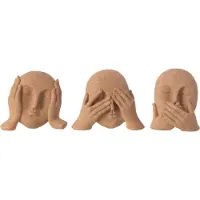 J-Line Gezicht zien/horen/praten resine terra assortiment van 3