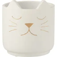 Jline Bloempot kat cement wit goud medium