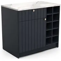 CBA Keukenkast Chester - 1 deur & 1 lade - met flessenrek - indigo/marmer