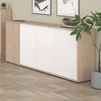 Parisot Dressoir Owen - 184x40x83cm - 4 deuren - eikdecor/wit