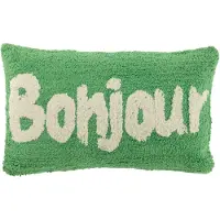J-Line Kussen bonjour getuft katoen groen/wit