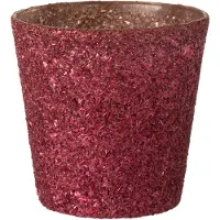 J-Line Theelichthouder glitter glas fuchsia large