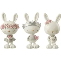 Jline Konijnen bloemen kroon teddy poly mix assortiment van 3