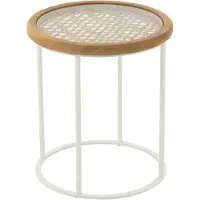 J-Line Side table mati fir wood/iron natural/white