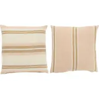 J-Line Cushion stripes linen light pink/white/beige assortment of 2