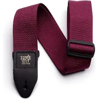 Ernie Ball Polypro - Gitaarriem - Bordeaux - Polypropeen - Zwarte Leren Uiteinden - Zwarte Delrin Gesp - Verstelbaar 104-182 cm - Breedte 5 cm