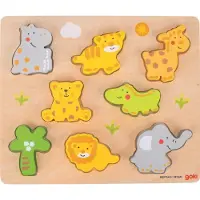 Goki Puzzel: WILDE DIEREN 28,5x23,5x1,8cm, 8-delig, hout, 2+