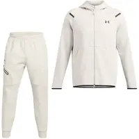 Under Armour Unstoppable Fleece Joggingpak Hooded Full-Zip Wit Zwart