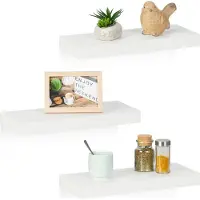 Relaxdays wandplank - set van 3 - 38 x 15 cm - zwevende plank - woonkamer - boekenplank