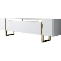 Skye Decor - TV-standaard - Wit, Goud - 100% met melamine gecoat spaanplaat - 35 x 180 x 10 cm