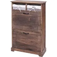 MCW Schoenenrek -H19, schoenenkast schoenenrek schoenenrek, massief hout shabby-look mandlade 100x60x24cm ~ bruin