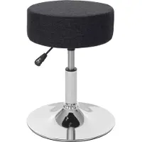 MCW Kruk -C22, kruk make-up kruk, in hoogte verstelbaar Ø 35cm ~ textiel, donkergrijs