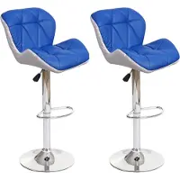 MCW Set van 2 barkrukken -A92, barkruk tegenkruk, in hoogte verstelbaar kunstleer ~ blauw
