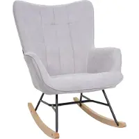 Mendler Schommelstoel -K36, schommelstoel relaxfauteuil TV-fauteuil, stof/textiel OEKO-TEX ~ grijs