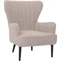 Mendler Loungestoel -K37, cocktail/oor fauteuil gestoffeerde stoel retro vintage stof corduroy (290g/m²) Oeko-Tex ~ beige