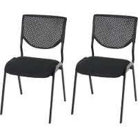 MCW Set van 2 bezoekersstoelen T401, stapelbare conferentiestoel, stof/textiel ~ zitting zwart, poten zwart
