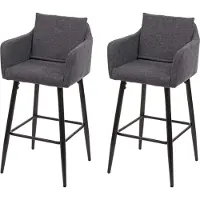 MCW Set van 2 barkrukken -H93, barkruk tegenkruk, metalen voetensteun ~ stof/textiel donkergrijs