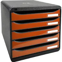 Exacompta Big Box Plus Iderama Oranje glanzend, 5 open laden A4/A4+/24x32, geruisloos, veiligheidsstop, stapelbaar