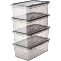 Keeeper Kunststof Opbergbox 5,6 l Met deksel Grijs 19,5 x 33 x 22 cm 4 Stuks